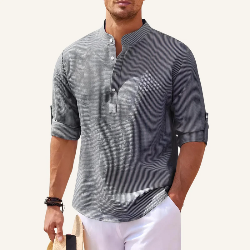 Camisa Masculina de Linho Listrada Marlin