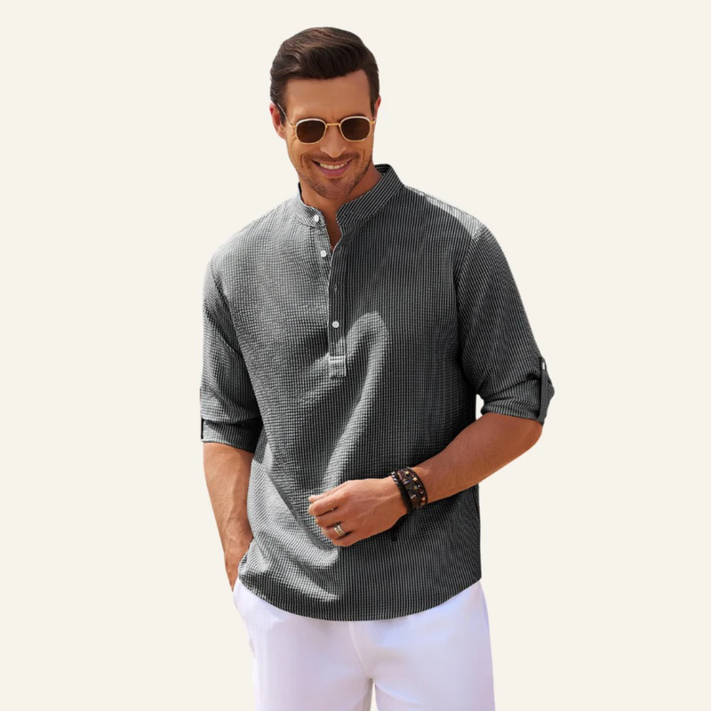 Camisa Masculina de Linho Listrada Marlin